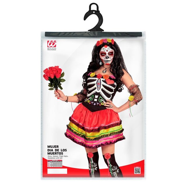 Dia De Los Muertos Jurk Gekleurd Dames Kort van Widmann koop je bij Partywinkel