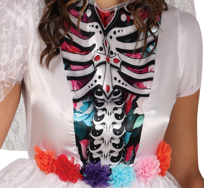 Dia De Los Muertos Jurk Wit Dames Bruid van Fiestas Guirca koop je bij Partywinkel