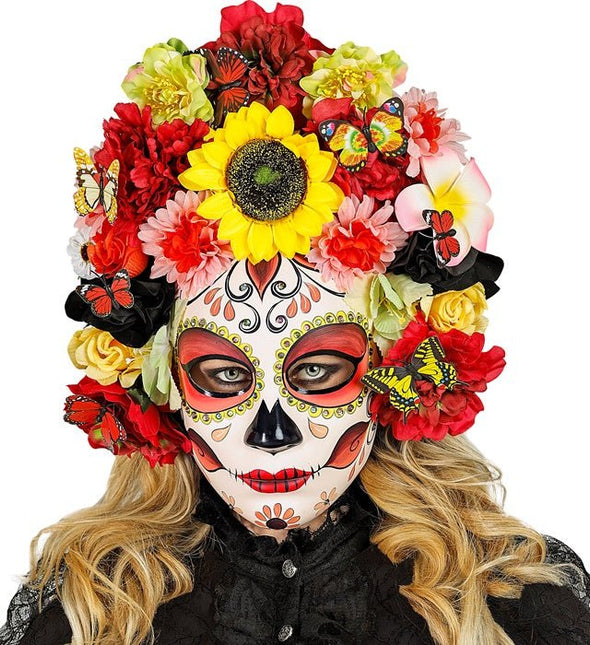 Dia De Los Muertos Masker Gekleurd Bloemen van Widmann koop je bij Partywinkel