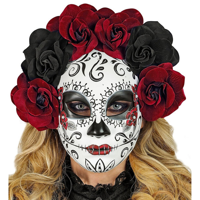 Dia De Los Muertos Masker Met Rozen van Widmann koop je bij Partywinkel