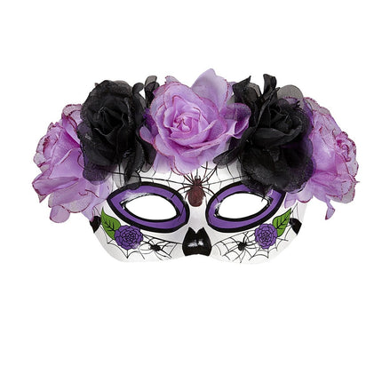 Dia De Los Muertos Oogmasker Paars Rozen van Widmann koop je bij Partywinkel