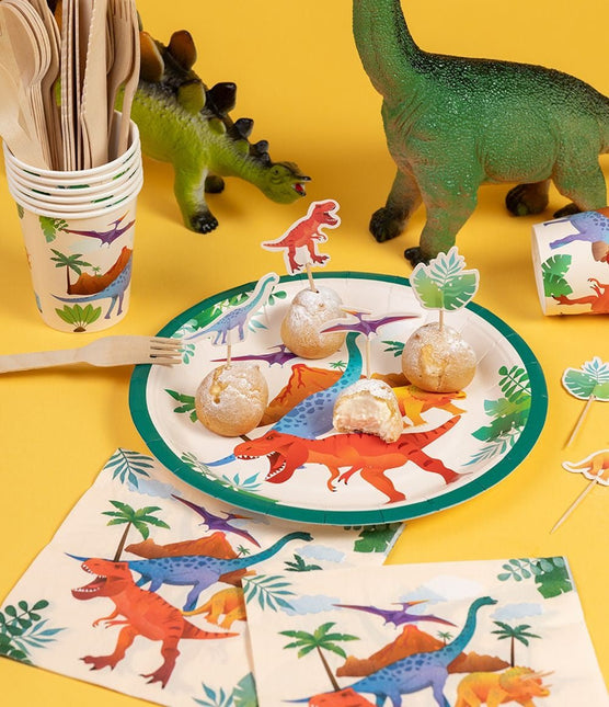 Dino Borden Gekleurd 23cm 8st van Paper Dreams koop je bij Partywinkel