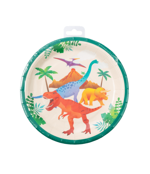 Dino Borden Gekleurd 23cm 8st van Paper Dreams koop je bij Partywinkel