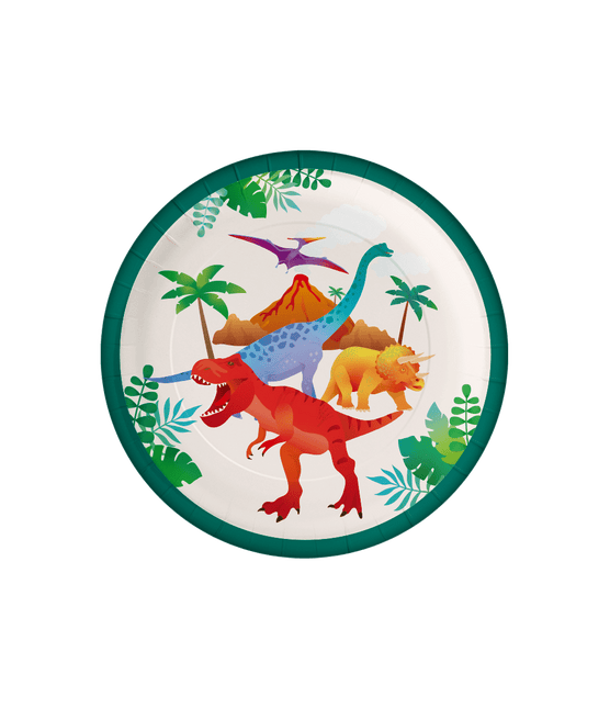 Dino Borden Gekleurd 23cm 8st van Paper Dreams koop je bij Partywinkel