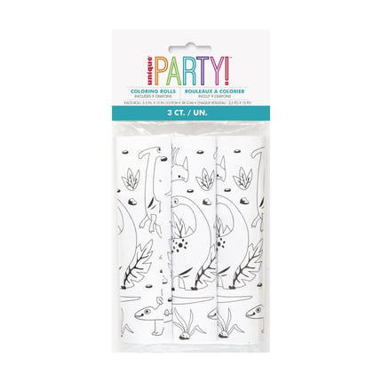 Dino Kleurplaat Rollen met Krijtjes 3st van Unique koop je bij Partywinkel