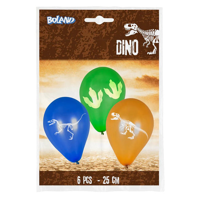Dinosaurus Ballonnen Gekleurd 25cm 6st van Boland koop je bij Partywinkel