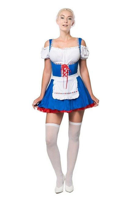 Dirndl Jurk Oktoberfest Blauw Rood van PartyXclusive koop je bij Partywinkel