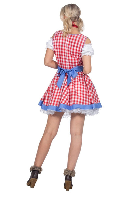 Rood Wit Blauwe Dirndl Jurk Oktoberfest Dames Geblokt 2 delig van Wilbers & Wilbers koop je bij Partywinkel