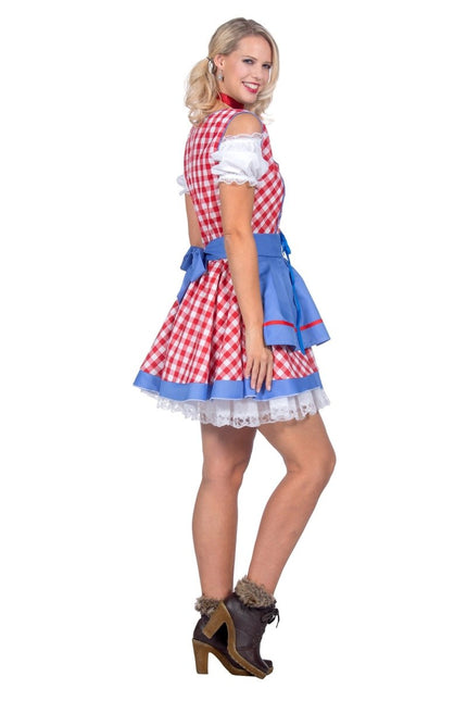 Rood Wit Blauwe Dirndl Jurk Oktoberfest Dames Geblokt 2 delig van Wilbers & Wilbers koop je bij Partywinkel