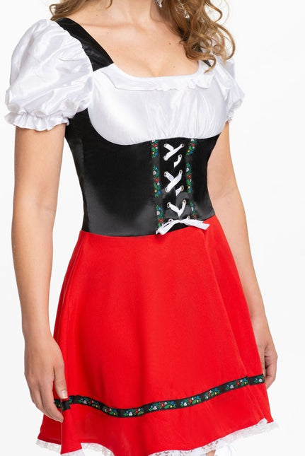 Dirndl Jurk Oktoberfest Rood Witte Strik van PartyXclusive koop je bij Partywinkel