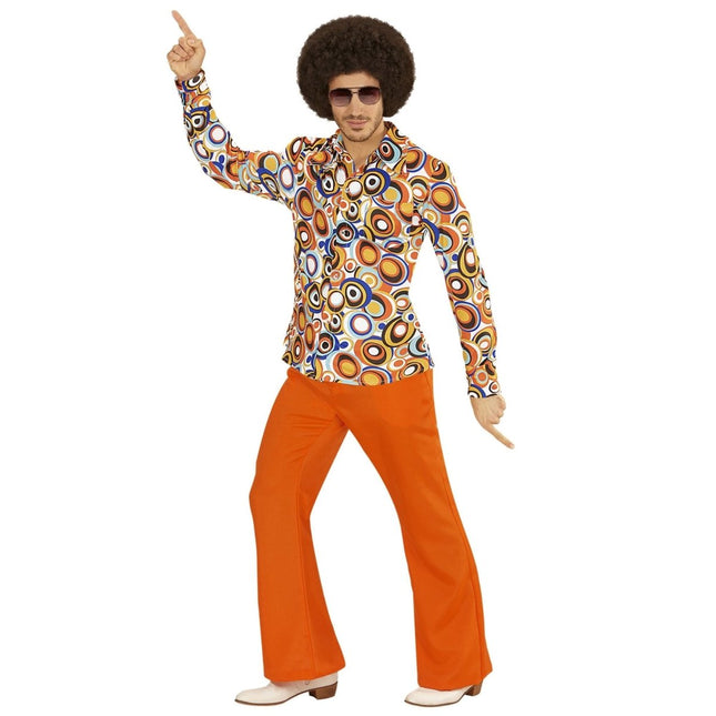 Disco 70S Blouse Blauw Oranje Heren van Widmann koop je bij Partywinkel