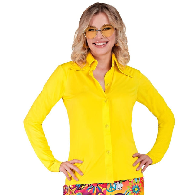 Disco 70S Blouse Geel Dames van Widmann koop je bij Partywinkel