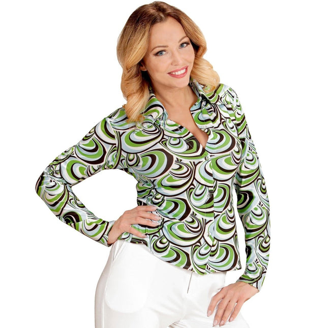 Disco 70S Blouse Groen Dames van Widmann koop je bij Partywinkel