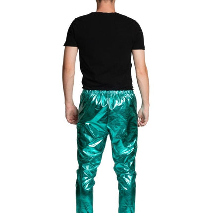 Disco 70S Broek Turquoise Metallic van Partychimp koop je bij Partywinkel