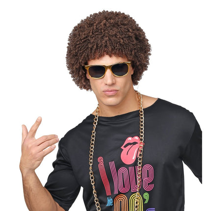 Disco 70S Pruik Bruin van Widmann koop je bij Partywinkel