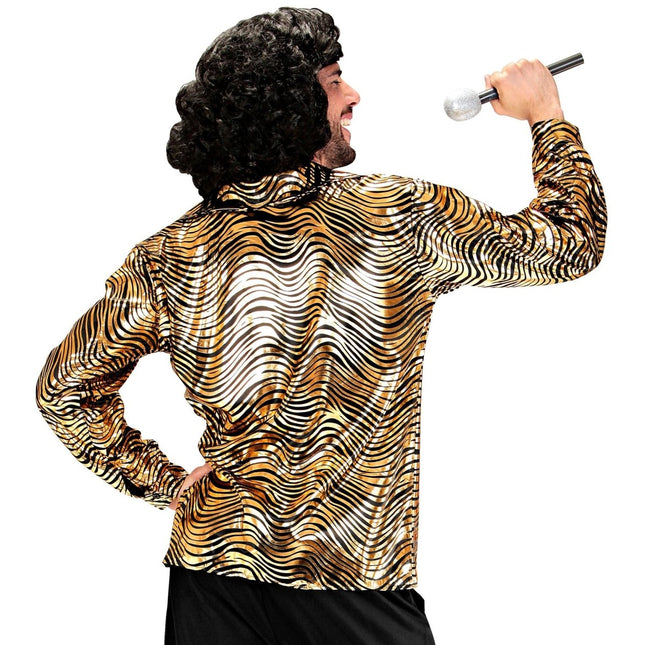 Disco 70S Shirt Goud Heren Tijgerprint van Widmann koop je bij Partywinkel