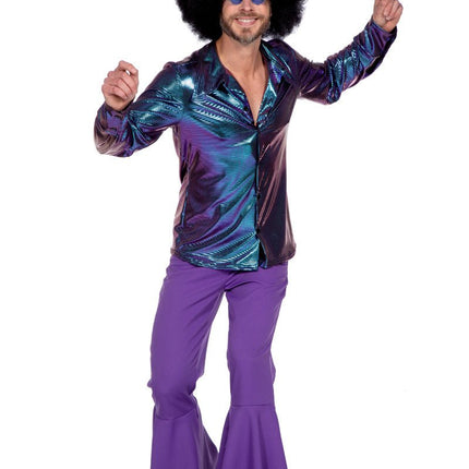 Disco Blouse Metallic Paars Blauw van Wilbers & Wilbers koop je bij Partywinkel