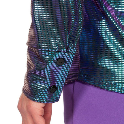 Disco Blouse Metallic Paars Blauw van Wilbers & Wilbers koop je bij Partywinkel