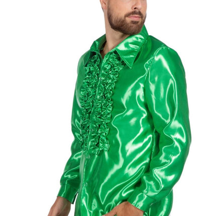 Disco Blouse Ruches Donkergroen van Wilbers & Wilbers koop je bij Partywinkel