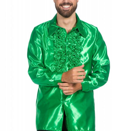 Disco Blouse Ruches Donkergroen van Wilbers & Wilbers koop je bij Partywinkel