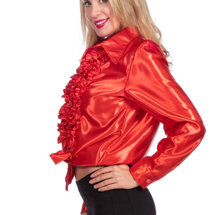 Disco Blouse Ruches Rood van Wilbers & Wilbers koop je bij Partywinkel