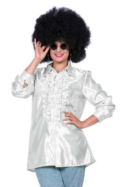 Disco Blouse Ruches Wit van Wilbers & Wilbers koop je bij Partywinkel