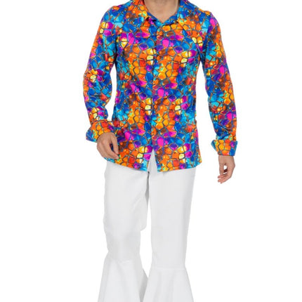 Disco Shirt Jaren 70 Gekleurd van Wilbers & Wilbers koop je bij Partywinkel