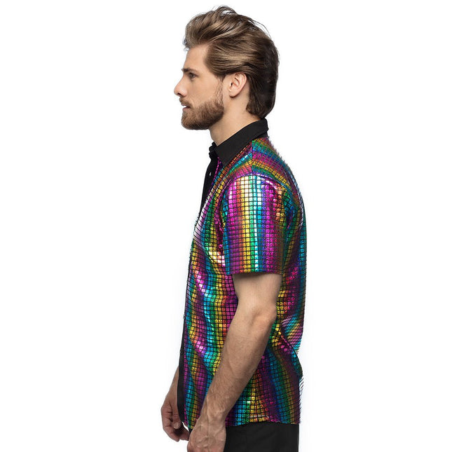 Disco Shirt Metallic Gekleurd van Boland koop je bij Partywinkel