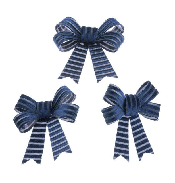 Donkerblauwe Strik Velvet 10cm 3st van CHAKS koop je bij Partywinkel