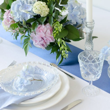 Donkerblauwe Tafelloper 16cm 9m van Partydeco koop je bij Partywinkel