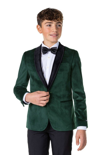 Donkergroen Velvet Blazer Jongen Tiener OppoSuits van OppoSuits koop je bij Partywinkel