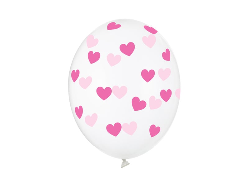 Doorzichtige Ballonnen Roze Hartjes van Partydeco koop je bij Partywinkel