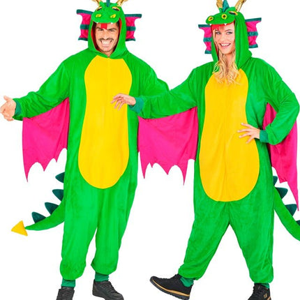 Draak Pluche Jumpsuit met Kap en Masker van Widmann koop je bij Partywinkel