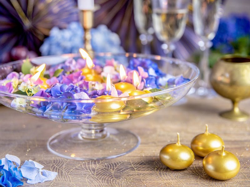 Drijfkaarsen Goud 4cm 50st van Partydeco koop je bij Partywinkel