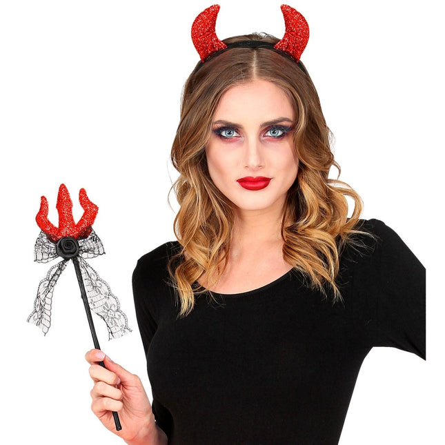 Duivel Accessoireset Haarband En Vork 2 delig van Widmann koop je bij Partywinkel