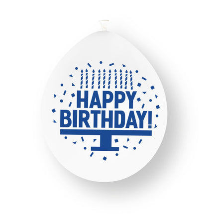 Assortiment blauwe ‘Happy Birthday’-latexballonnen, 23 cm 10 stuks