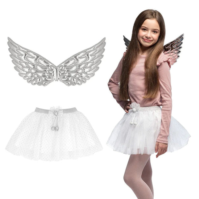 Engel Accessoireset Wit Zilver Meisje van Boland koop je bij Partywinkel