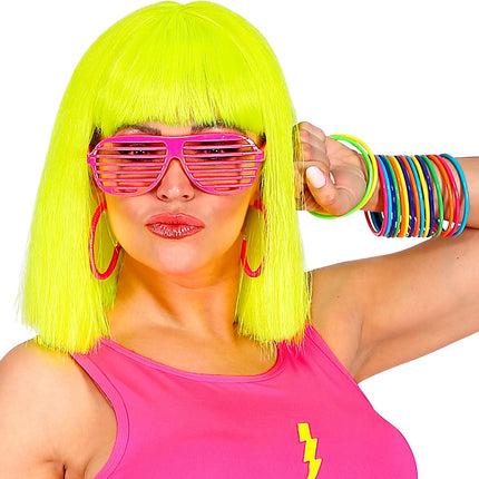 Neon Roze Bril Gestreept