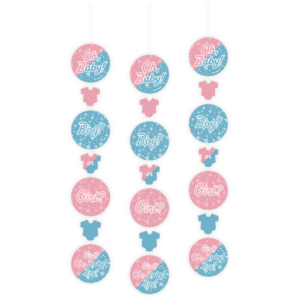 Hangdecoratie Gender Reveal 14cm 3st