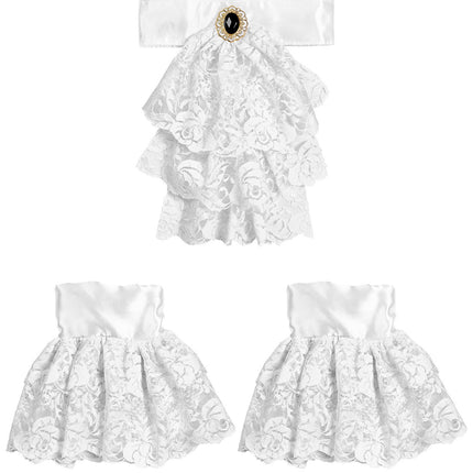 Witte Accessoireset Jabot Met Manchetten 2 delig