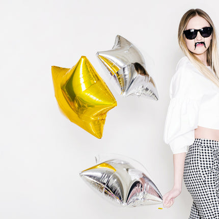 Helium Ballon Ster Zilver Leeg 48cm