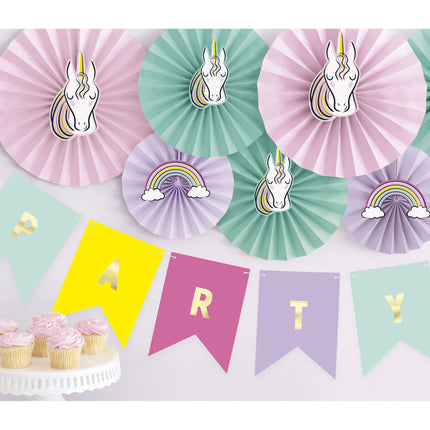 Unicorn Papieren Waaiers Pastel 3 delig