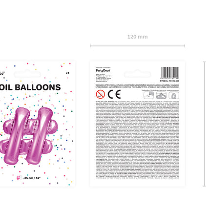 Folie Ballon Letter # Roze Leeg 35cm