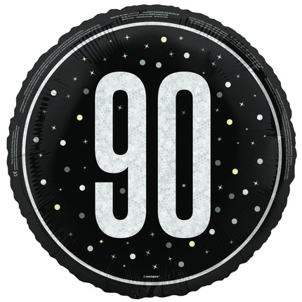 90 Jaar Helium Ballon Zwart Leeg 45cm