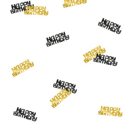 Tafelconfetti Happy Birthday Goud/Zwart 20gr