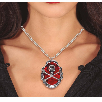 Zilveren Halloween Ketting Doodshoofd