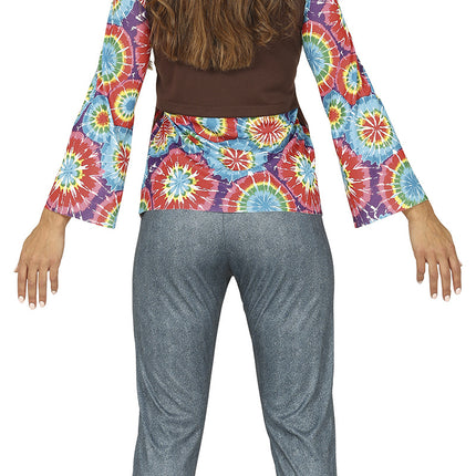 Hippie 60S Kostuum Gekleurd Dames Met Bruin Vest