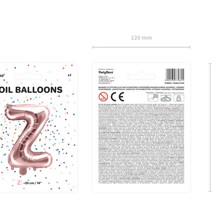 Folie Ballon Letter Z Rose Goud Leeg 35cm