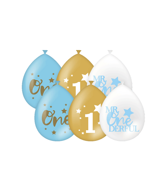 Ballonnen 1 Jaar Jongen 30cm 6st
