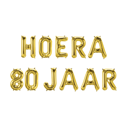 Gouden Ballonnen Set 80 Jaar Hoera 1,9m